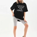 Unisex Baskılı Oversize T-Shirt - Siyah