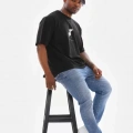Unisex Baskılı Oversize T-Shirt - Siyah
