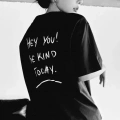 Unisex Baskılı Oversize T-Shirt - Siyah