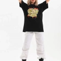Unisex Baskılı Oversize T-Shirt - Siyah