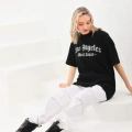 Unisex Baskılı Oversize T-Shirt - Siyah