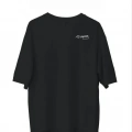 Unisex Bisiklet Yaka Baskılı Oversize T-Shirt - Siyah