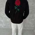 Unisex Bisiklet Yaka Ön Ve Arka Baskılı SweatShirt - Siyah