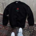 Unisex Bisiklet Yaka Ön Ve Arka Baskılı SweatShirt - Siyah