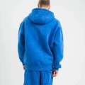 Unisex Double Oversize Kapşonlu Yıkamalı SweatShirt - Mavi