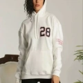 Unisex Kapşonlu Baskılı Sweetshirt - Beyaz