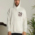Unisex Kapşonlu Baskılı Sweetshirt - Beyaz