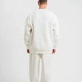 Uzun Kol Bisiklet Yaka Basic SweatShirt - Beyaz