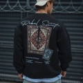 Uzun Kol Bisiklet Yaka Baskılı SweatShirt - Siyah