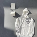 Uzun Kol Kapşonlu Baskılı SweatShirt - Beyaz