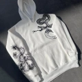 Uzun Kol Kapşonlu Baskılı SweatShirt - Beyaz