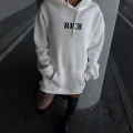 Uzun Kol Kapşonlu Göğüs Baskılı SweatShirt - Beyaz