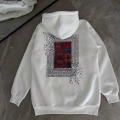 Uzun Kol Kapşonlu Ön Ve Arka Baskılı SweatShirt - Beyaz