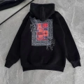Uzun Kol Kapşonlu Ön Ve Arka Baskılı SweatShirt - Siyah