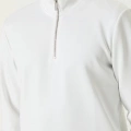 Uzun Kol Yarım Farmuarlı Yakalı Basic SweatShirt - Beyaz
