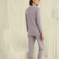 Uzun Kollu Düğmeli V Yaka Pijama Takımı