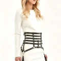 Yanları Püsküllü Şık Deri Harness Korse - 408