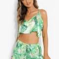 Yeşil Fırfırlı Şortlu Pijama Takımı