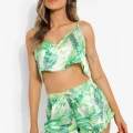 Yeşil Fırfırlı Şortlu Pijama Takımı