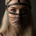 Zincirli Deri Seksi Maske - 465