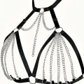 Zincirli Lastik Seksi Göğüs Harness - 805