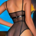 Zincirli Siyah Deri Göğüs Harness - 823
