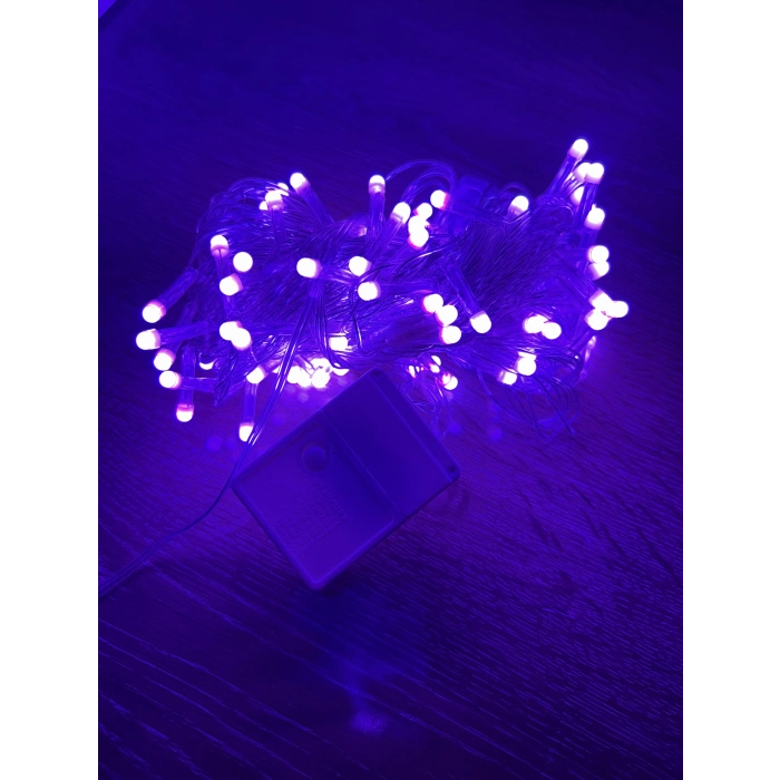 10m 100 Led Damla Uçlu Pembe Işık Şeffaf Kablo