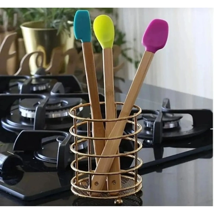 3 adet ısıya dayanıklı bambu spatula