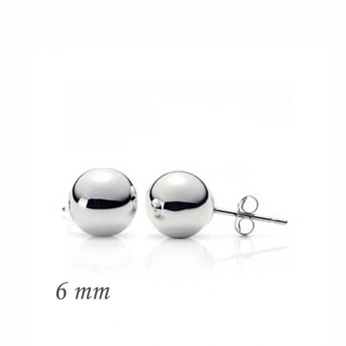 925 Ayar Gümüş Top Küpe - 6 mm