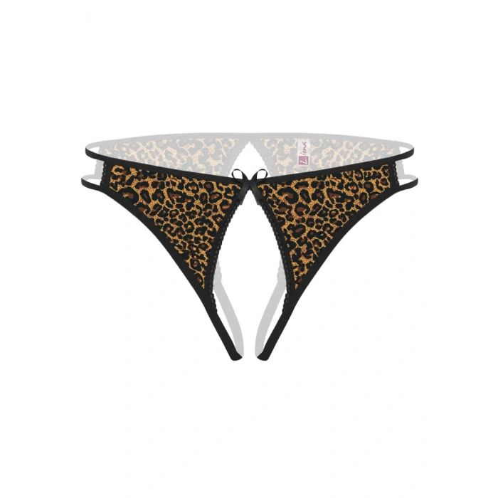 Ağı Açık Leopar Desenli Fantezi Külot String