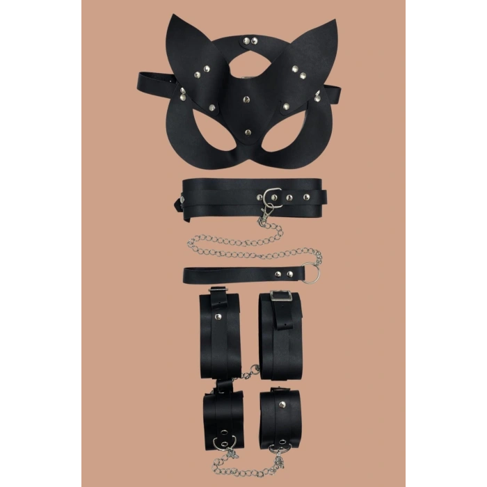 Siyah 4lü Maske ,Tasma,Kelepce Harness Set