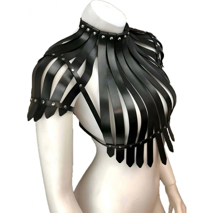 Arkası Açık Deri Crop Büstiyer Harness - 1257