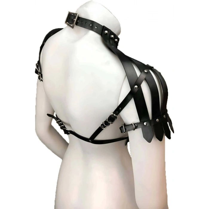 Arkası Açık Deri Crop Büstiyer Harness - 1257