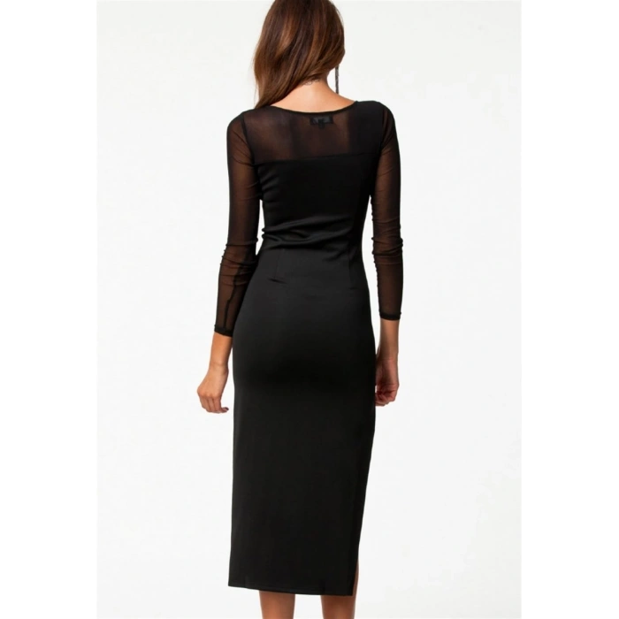 B100775 Uzun Kısa Moda Elbise