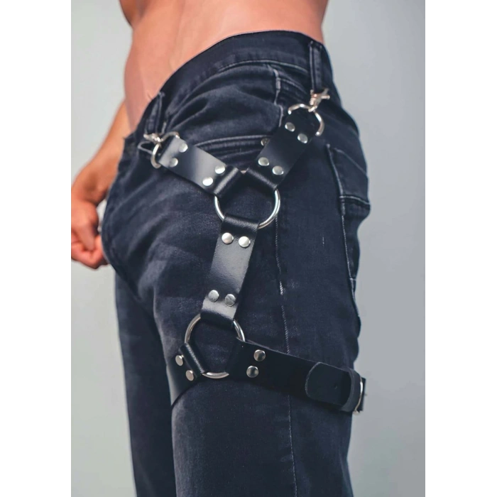 Bacağı Saran Seksi Deri Harness - m51