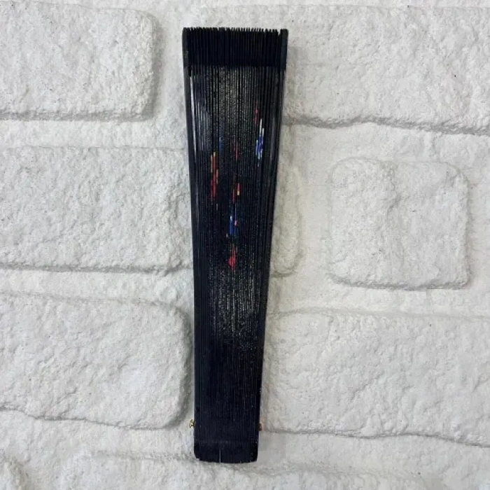 Bambu Çift Taraflı Siyah Yelpaze 12li Paket