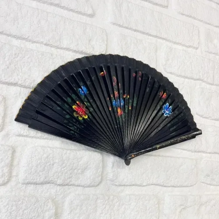 Bambu Çift Taraflı Siyah Yelpaze 12li Paket