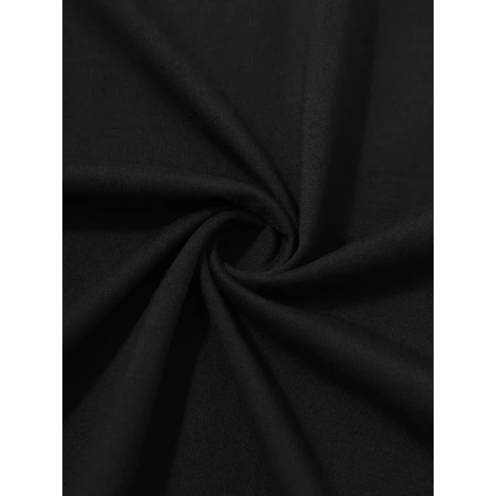 Baskılı Oversize Bisiklet Yaka T-shirt - Siyah
