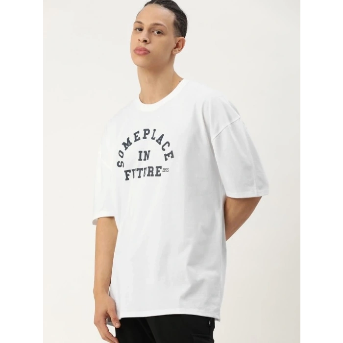 Baskılı Oversize T-shirt - Beyaz -