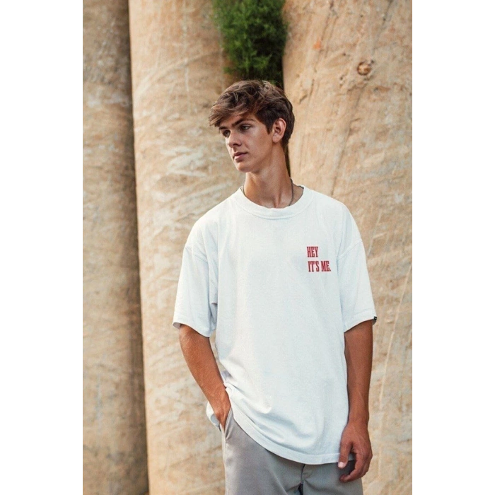 Baskılı Oversize T-Shirt - Beyaz -