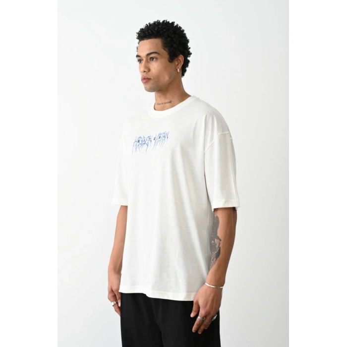 Baskılı Oversize T-Shirt - Beyaz -