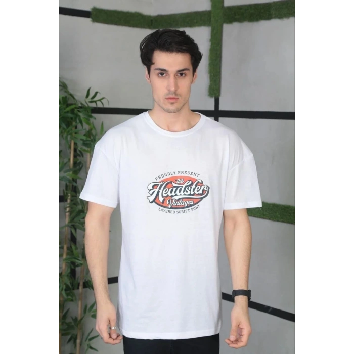 Baskılı Oversize T-Shirt - Beyaz -