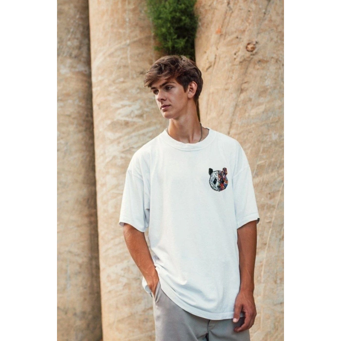 Baskılı Oversize T-Shirt - Beyaz -