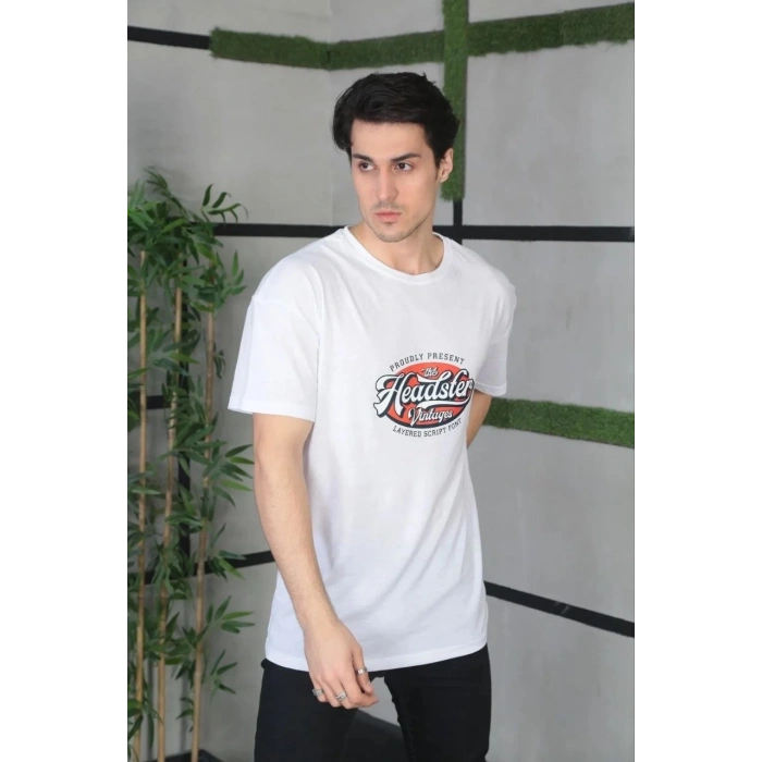 Baskılı Oversize T-Shirt - Beyaz -
