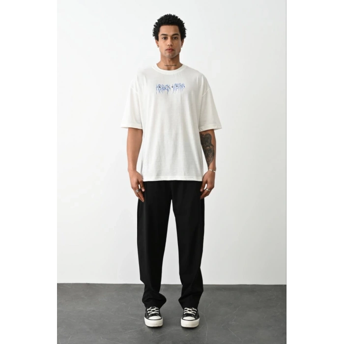 Baskılı Oversize T-Shirt - Beyaz -