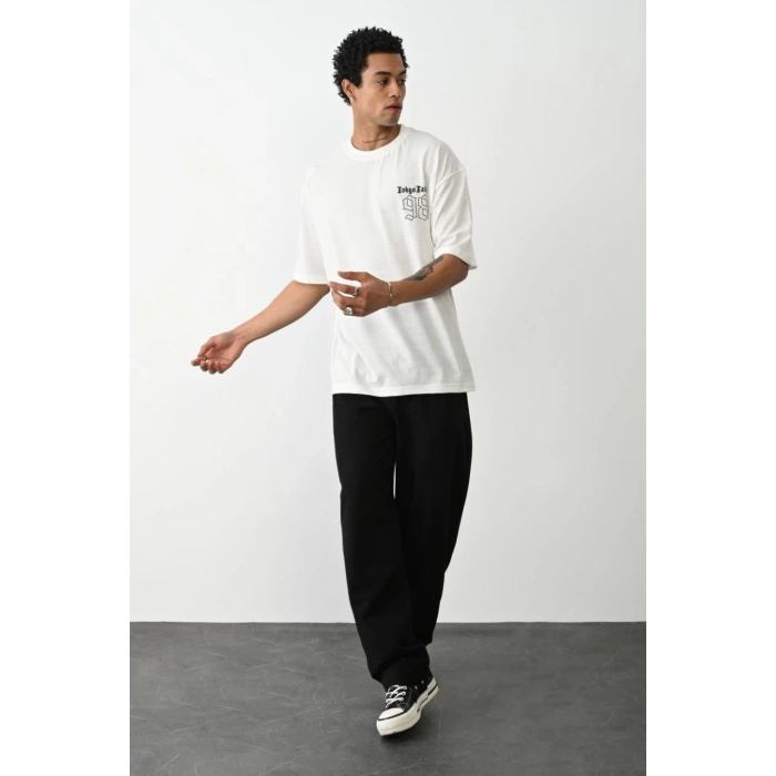 Baskılı Oversize T-Shirt - Beyaz