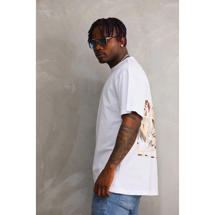 Baskılı Oversize T-Shirt - Beyaz -