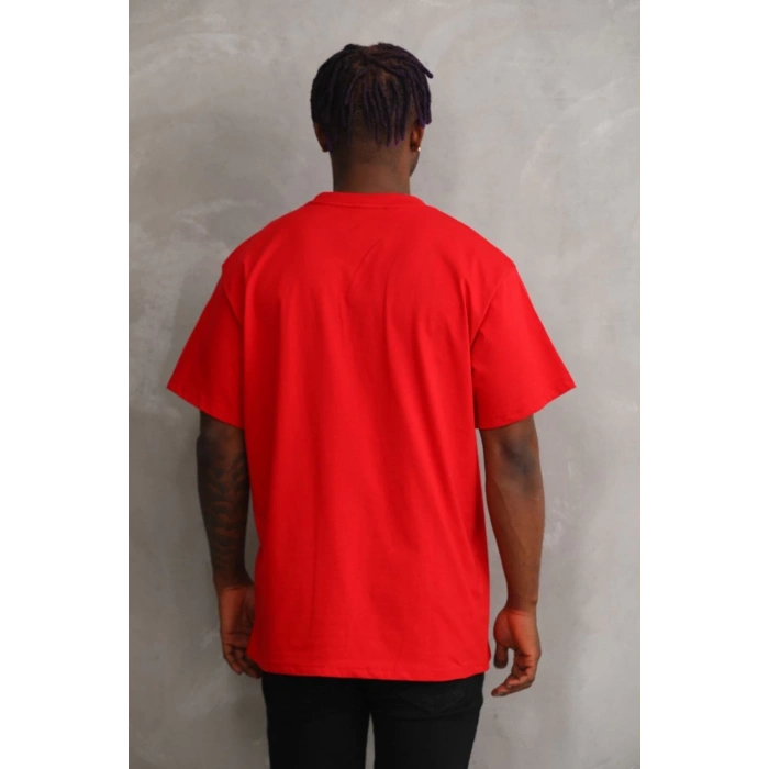 Baskılı Oversize T-Shirt - Kırmızı -