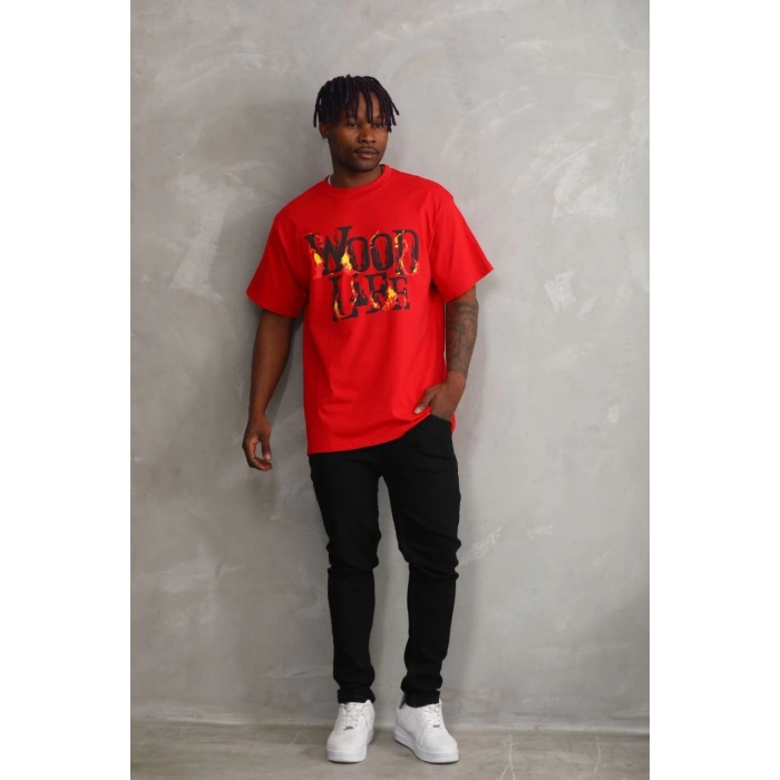 Baskılı Oversize T-Shirt - Kırmızı -