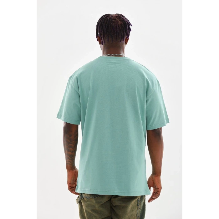 Baskılı Oversize T-Shirt - Mint Yeşili